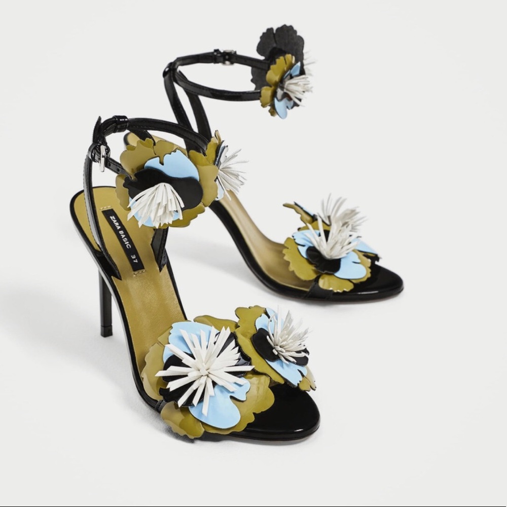 New zara high heel sandals with floral details